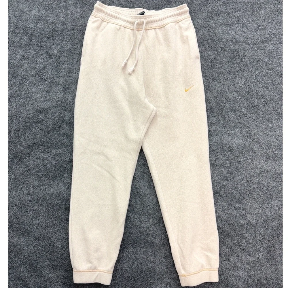 Nike Dri-FIT Fleece Joggers Women Medium Cream Off White Sweatpants Loungewear